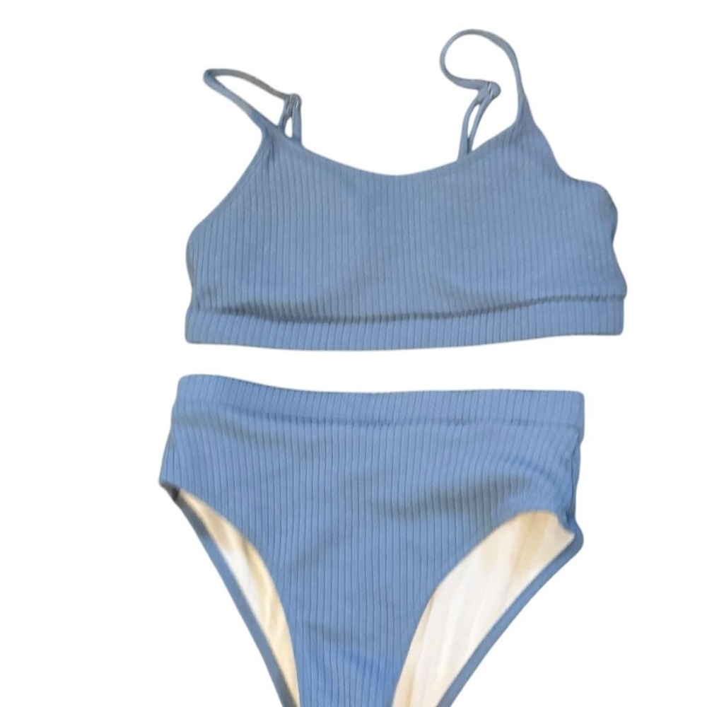 Ribbed Blue Bikini Set